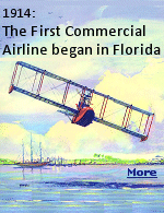 On January 1, 1914, a flying boat took off St. Petersburg, Florida, in front of a cheering crowd of 3,000 and the Mayor. It safely arrived in Tampa, a journey of about 24 miles, 23 minutes later. The first flight carried a pilot and a single paying passenger.